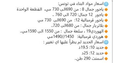 Photo of أسعار مواد البناء في تونس 2026