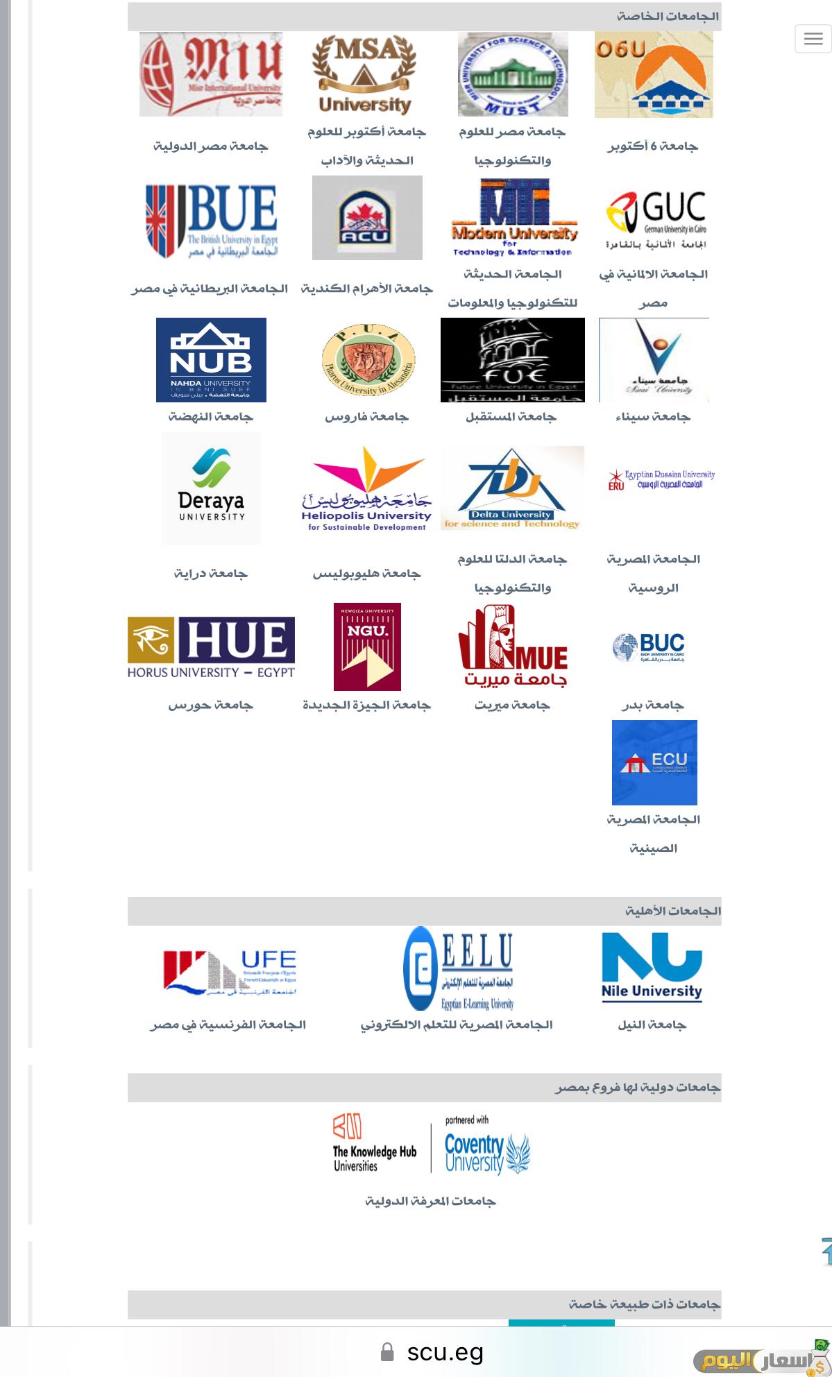مصروفات الجامعات الخاصة في مصر
